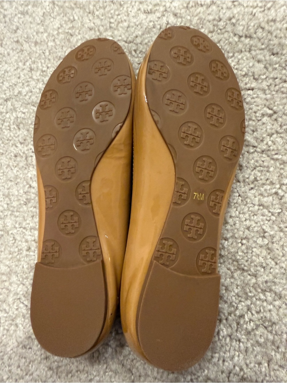 Tory Burch Cognac Leather Logo Round-Toe Ballet Flats size 7.5 - Picture 2 of 2